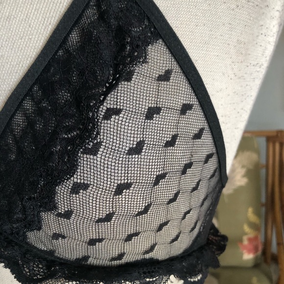 SOLD Retro Lingerie Lot 3 Pc Black Bra Panty Strap Mesh Fetish Burlesque PinUp - Picture 12 of 12